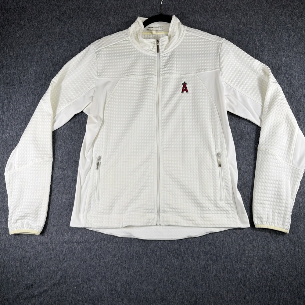 Nike Golf Jacket Youth size (12-14) White Full Zip 2 Zip Pockets Anaheim Angels